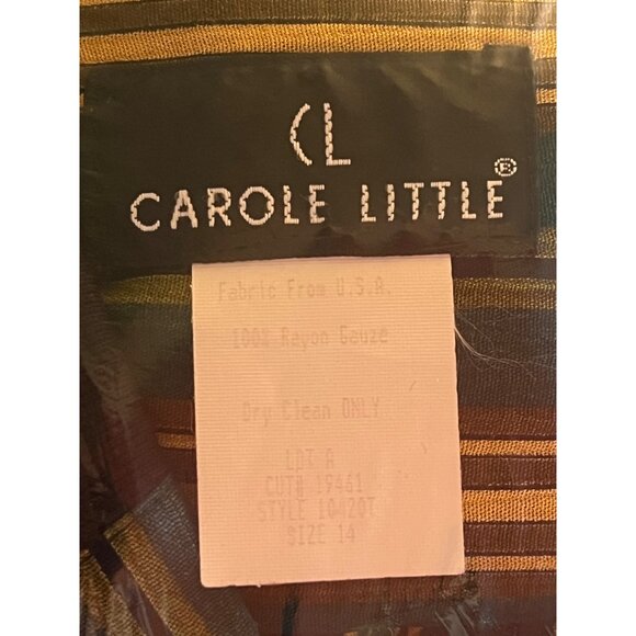 Vintage Carole Little Womens Floral & Striped Button-Up Jacket Bomber Style - Picture 7 of 12